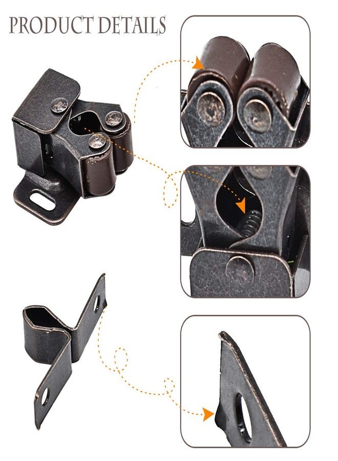 Renashed 20Pcs Cupboard Closet Cabinet Door Double Ball Roller Catch Latch Cold Rolled Steel (Bronze Tone) - Image 3